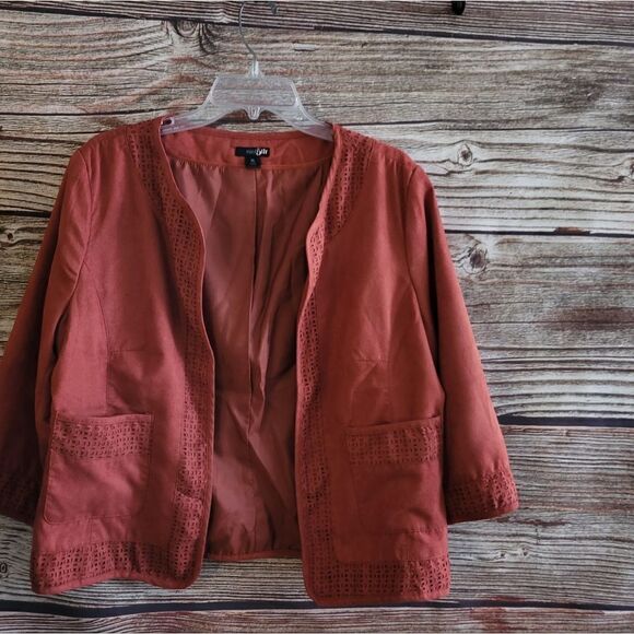 East 5th open front jacket Women's XL rust mid Sleeve Pre-owned - Picture 1 of 5
